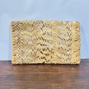 Vintage Clemente yellow snakeskin clutch purse  size 11x7"